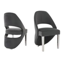 HOME LUXE INTERIOR Set of 2 Santorini Grey & Silver Dining Chairs - Luxury Shimmer Fabric