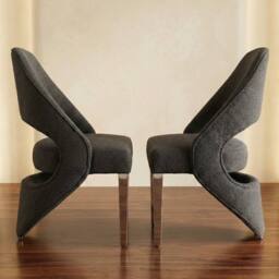 HOME LUXE INTERIOR Set of 2 Santorini Grey & Silver Dining Chairs - Luxury Shimmer Fabric - thumbnail 3