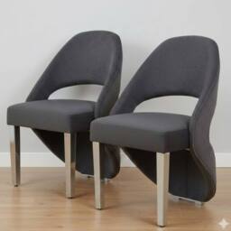 HOME LUXE INTERIOR Set of 2 Santorini Grey & Silver Dining Chairs - Luxury Shimmer Fabric - thumbnail 4