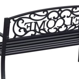 OUTSUNNY Garden Bench Double Seat Park Steel Chair Garden Outdoor Metal Patio in Black - thumbnail 7