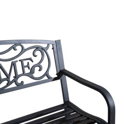 OUTSUNNY Garden Bench Double Seat Park Steel Chair Garden Outdoor Metal Patio in Black - thumbnail 9
