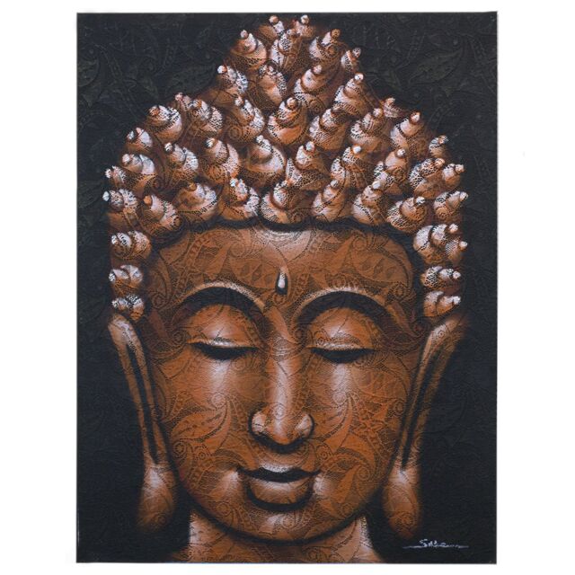 KDMD Buddha Painting - Copper Brocade Detail in Brown - image 1