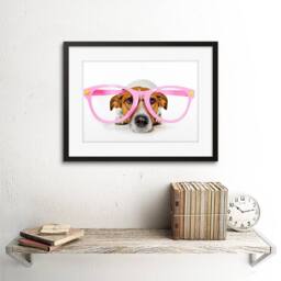 "Artery8 Jack Russell Dog Comedy Pink Glasse Home Decor 12x16"" Framed Art Print - Size: W12"" x H16""" - thumbnail 2