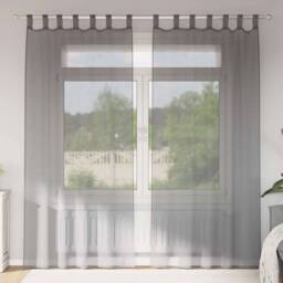 Berkfield Home Voile Curtains with Loops 2 pcs Dark Grey 140x245 cm - thumbnail 2