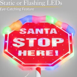 Christow Santa Stop Here Sign Light Up Outdoor Christmas Decoration LED Battery Operated - thumbnail 4