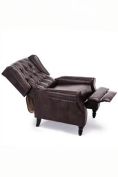 More4Homes Althorpe Wing Back Recliner Button Back Fireside Leather Chair in Brown - thumbnail 4