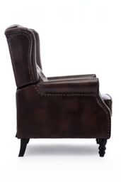 More4Homes Althorpe Wing Back Recliner Button Back Fireside Leather Chair in Brown - thumbnail 5