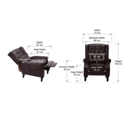 More4Homes Althorpe Wing Back Recliner Button Back Fireside Leather Chair in Brown - thumbnail 7