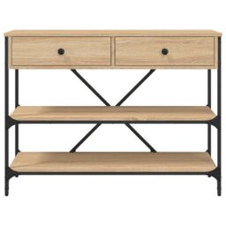 Berkfield Home Console Table with Drawers & Shelves Sonoma Oak Engineered Wood in Brown - thumbnail 6