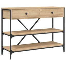 Berkfield Home Console Table with Drawers & Shelves Sonoma Oak Engineered Wood in Brown - thumbnail 2