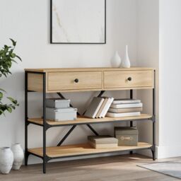 Berkfield Home Console Table with Drawers & Shelves Sonoma Oak Engineered Wood in Brown