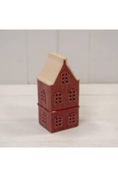 KDMD Small Red Ceramic LED Townhouse with Sand Roof. 6 Hour Timer - thumbnail 1