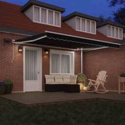 Berkfield Home Manual Retractable Awning with LED Black 400x300 cm - thumbnail 3