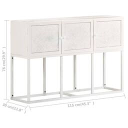 Berkfield Home Sideboard 115x30x76 cm Solid Mango Wood in White - Size: 115 x 30 x 76 cm - thumbnail 7
