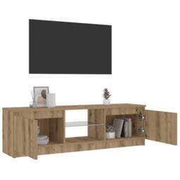 Berkfield Home TV Cabinet with LED Lights Artisian Oak 120x30x36 cm Engineered Wood in Brown - Size: 120 x 30 x 36 cm - thumbnail 4