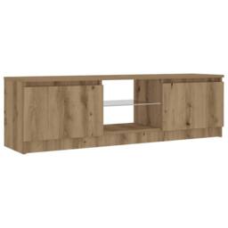 Berkfield Home TV Cabinet with LED Lights Artisian Oak 120x30x36 cm Engineered Wood in Brown - Size: 120 x 30 x 36 cm - thumbnail 6