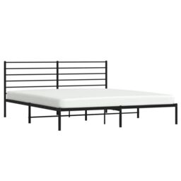 Berkfield Home Metal Bed Frame with Headboard Black 200x200 cm - thumbnail 4