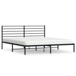 Berkfield Home Metal Bed Frame with Headboard Black 200x200 cm - thumbnail 2
