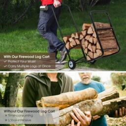SPETLEK Firewood Cart Rolling Log Carrier Fireplace Log Holder in Black - thumbnail 7