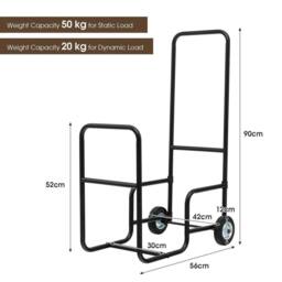 SPETLEK Firewood Cart Rolling Log Carrier Fireplace Log Holder in Black - thumbnail 2