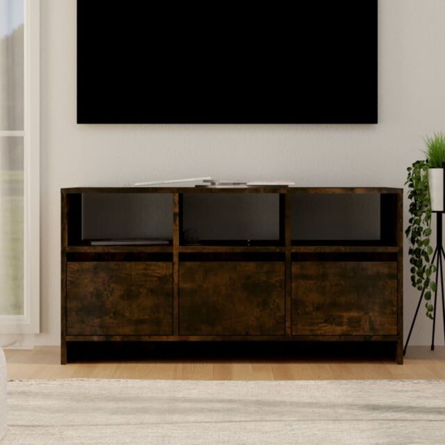 Berkfield Home TV Cabinet Smoked Oak 102x37.5x52.5 cm Engineered Wood in Brown - image 1