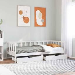 Berkfield Home Daybed with Drawers without Mattress White 80x200 cm Solid Wood - thumbnail 2