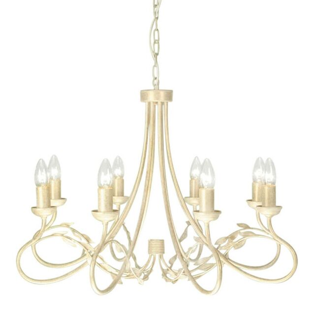 Loops 8 Bulb Chandelier Hanging Pendant LIght Ivory Gold LED E14 60W Bulb