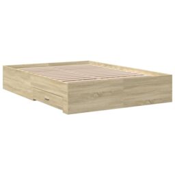 Berkfield Home Bed Frame with Drawers without Mattress Sonoma Oak 140x190 cm in Brown - thumbnail 6