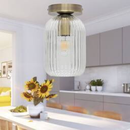 First Choice Lighting Set of 2 Batley - Clear Glass Antique Brass Ceiling Light Fittings - thumbnail 5
