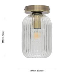 First Choice Lighting Set of 2 Batley - Clear Glass Antique Brass Ceiling Light Fittings - thumbnail 6