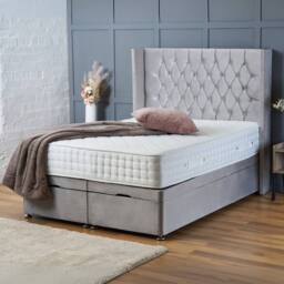 "BSSPOKE Olivia Ottoman Divan Bed Plush Velvet 54"" Headboard & No Mattress in Taupe - Size: Single" - thumbnail 2