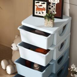 VOGREX Storage Units with Drawers 4 Tier Chest Dresser Tower in Blue - thumbnail 2