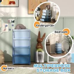 VOGREX Storage Units with Drawers 4 Tier Chest Dresser Tower in Blue - thumbnail 4