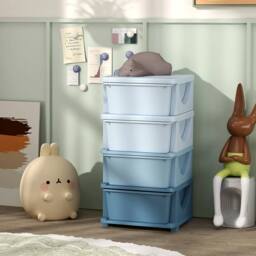 VOGREX Storage Units with Drawers 4 Tier Chest Dresser Tower in Blue - thumbnail 3