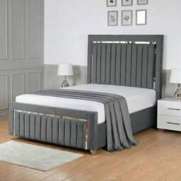 Living Comfort Bedz Chrome Edge Ottoman Gas Lift Storage Bed with 48 Inch Headboard in Charcoal - Size: Double