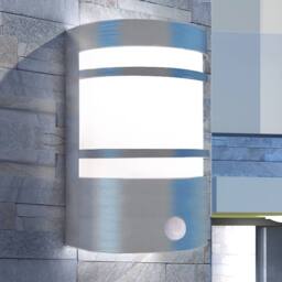 Berkfield Home Outdoor Wall Light with Sensor Stainless Steel in Silver