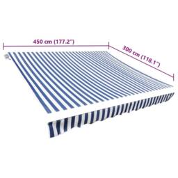 Berkfield Home Durable Awning Top Sunshade Canvas Blue & White 450x300 cm - thumbnail 5