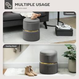 Wyld Haus Vami Grey Velvet Feel Storage Ottoman with Gold Accent - thumbnail 7