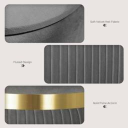 Wyld Haus Vami Grey Velvet Feel Storage Ottoman with Gold Accent - thumbnail 6