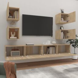 Berkfield Home 6 Piece TV Cabinet Set Sonoma Oak Engineered Wood in Brown - thumbnail 3