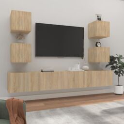 Berkfield Home 6 Piece TV Cabinet Set Sonoma Oak Engineered Wood in Brown - thumbnail 1