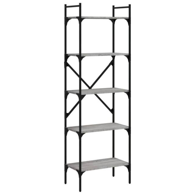 Berkfield Home Bookcase 5-Tier Grey Sonoma 56x31.5x174 cm Engineered Wood - image 1
