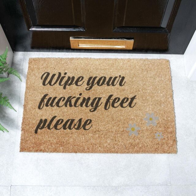 Artsy Mats Wipe your f*cking feet please Doormat (60 x 40cm) in Brown - Size: 40 cm x 60 cm - image 1