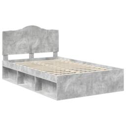 Berkfield Home Bed Frame with Headboard Concerte 120 x 190 cm Solid Pine Wood in Grey - thumbnail 4