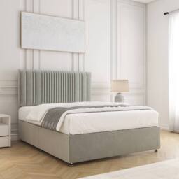 "BSSPOKE Florence Divan Bed Plush Velvet 24""Headboard & No Mattress No Drawers in Silver - Size: Single" - thumbnail 3