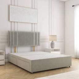 "BSSPOKE Florence Divan Bed Plush Velvet 24""Headboard & No Mattress No Drawers in Silver - Size: Single" - thumbnail 1