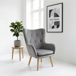 OAT Home Windsor Winged Back Occasional Bedroom Arm Chair in Charcoal - Size: 1 Seater
