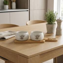 Garden Greatness Duo Highland Cow Dip Bowl Tray Set - Size: 1 Pack