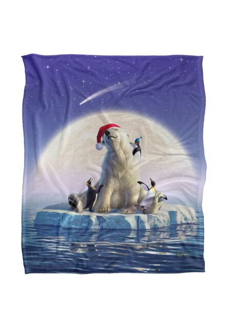JQ Licensing Jlo Christmas Polar Bear & Penguins Silky Touch Super Soft Throw Blanket 152 X 127 cm in White - image 1