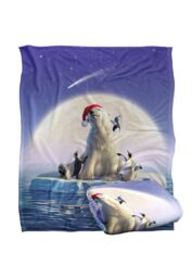 JQ Licensing Jlo Christmas Polar Bear & Penguins Silky Touch Super Soft Throw Blanket 152 X 127 cm in White - thumbnail 2
